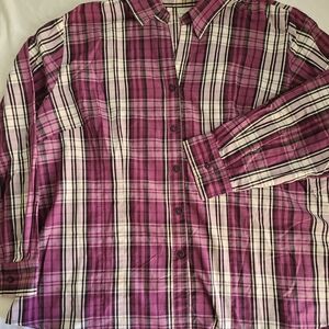 White Stag Women's Plaid Blouse in Purple and White